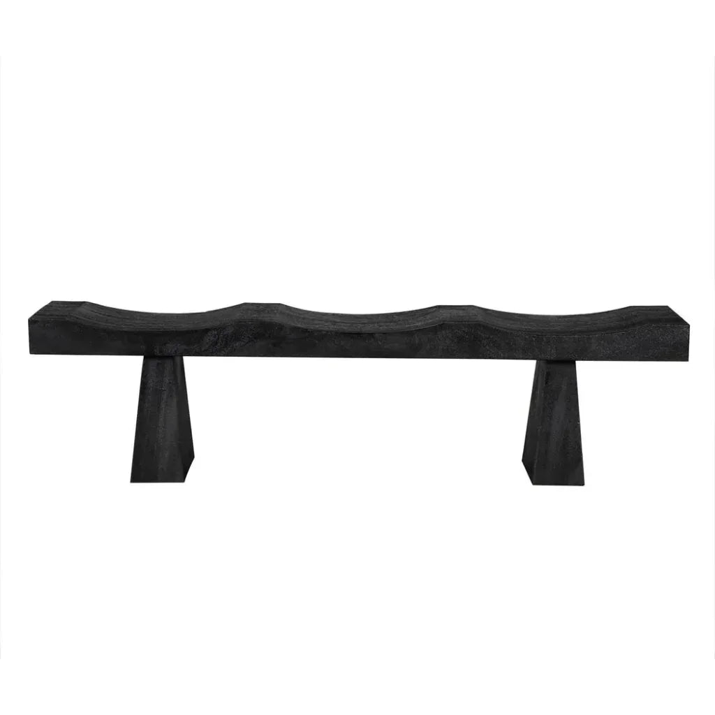 Noir Shibumi Scooped Wooden Dining Bench