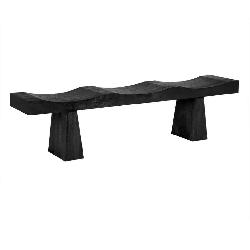 Noir Shibumi Scooped Wooden Dining Bench