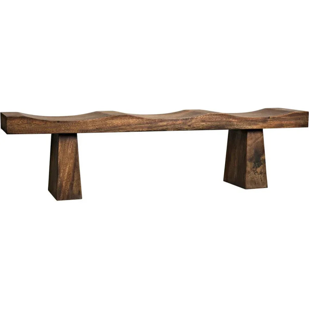 Noir Shibumi Scooped Wooden Dining Bench