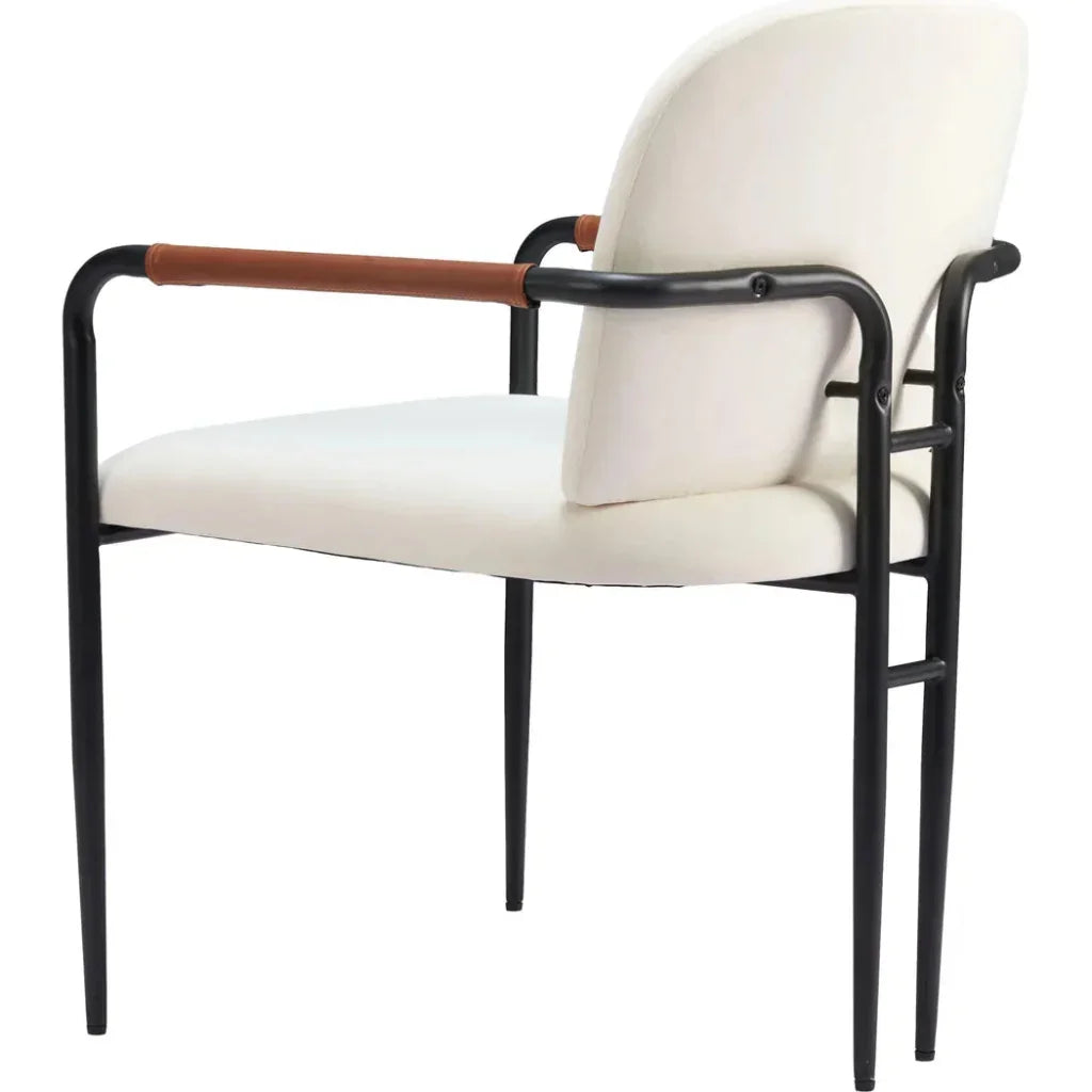 Sibu Black Steel Cream Dining Arm Chair 2PC - LOOMLAN - Zuo Modern - Dining Chairs