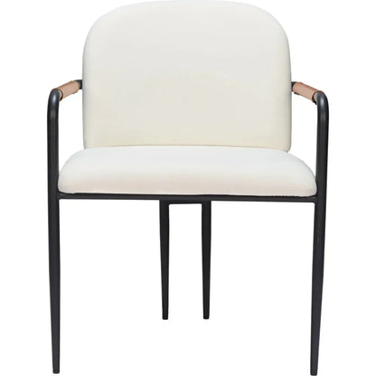 Sibu Black Steel Cream Dining Arm Chair 2PC - LOOMLAN - Zuo Modern - Dining Chairs
