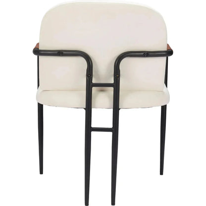Sibu Black Steel Cream Dining Arm Chair 2PC - LOOMLAN - Zuo Modern - Dining Chairs