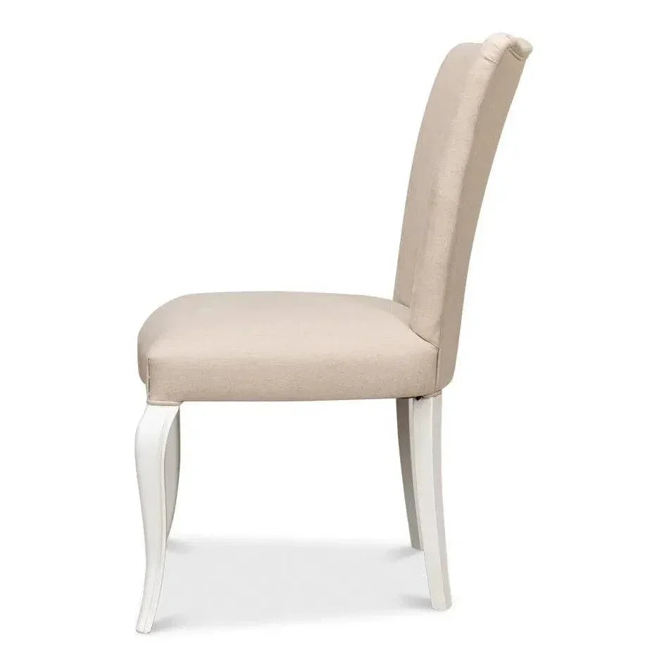 Side chair Cortina White With Linen Flax - LOOMLAN - Sarreid - Accent Chairs
