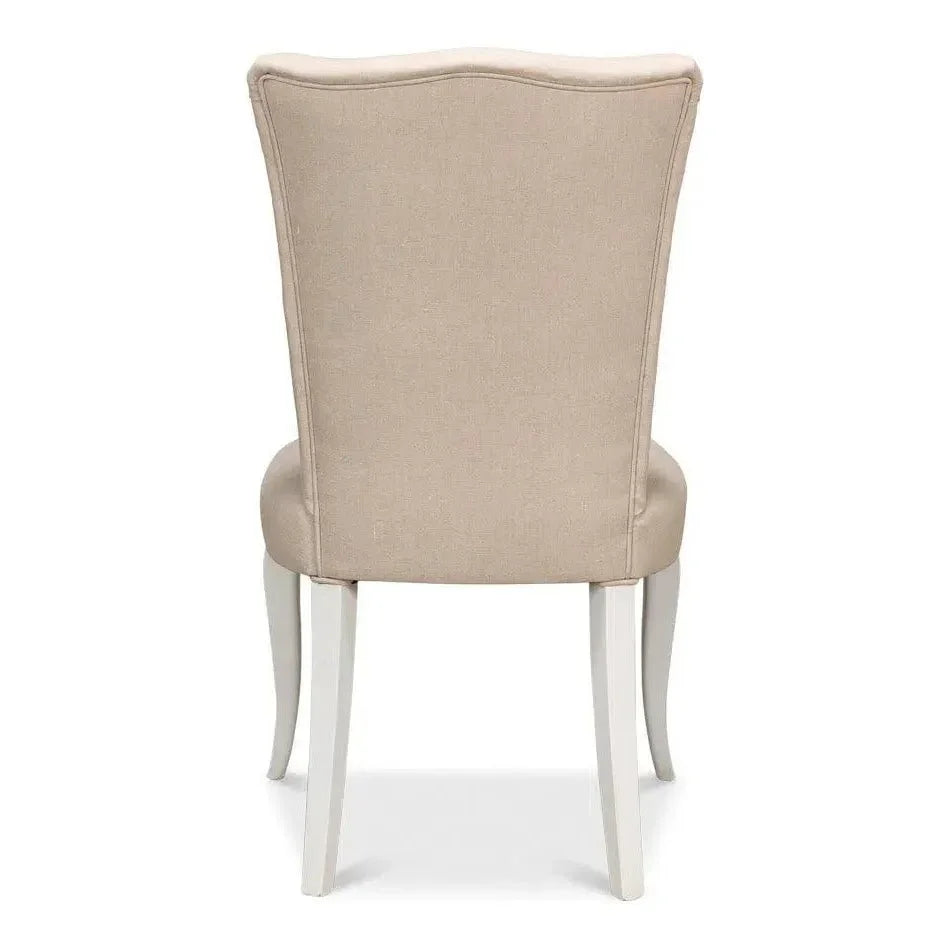 Side chair Cortina White With Linen Flax - LOOMLAN - Sarreid - Accent Chairs