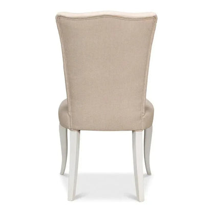 Side chair Cortina White With Linen Flax - LOOMLAN - Sarreid - Accent Chairs