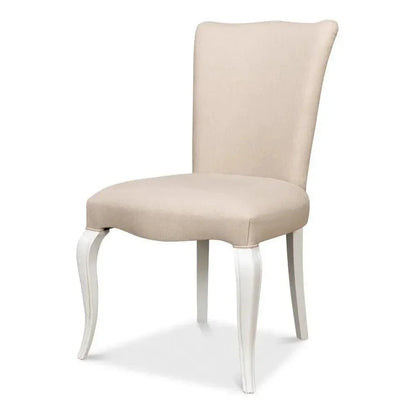 Side chair Cortina White With Linen Flax - LOOMLAN - Sarreid - Accent Chairs