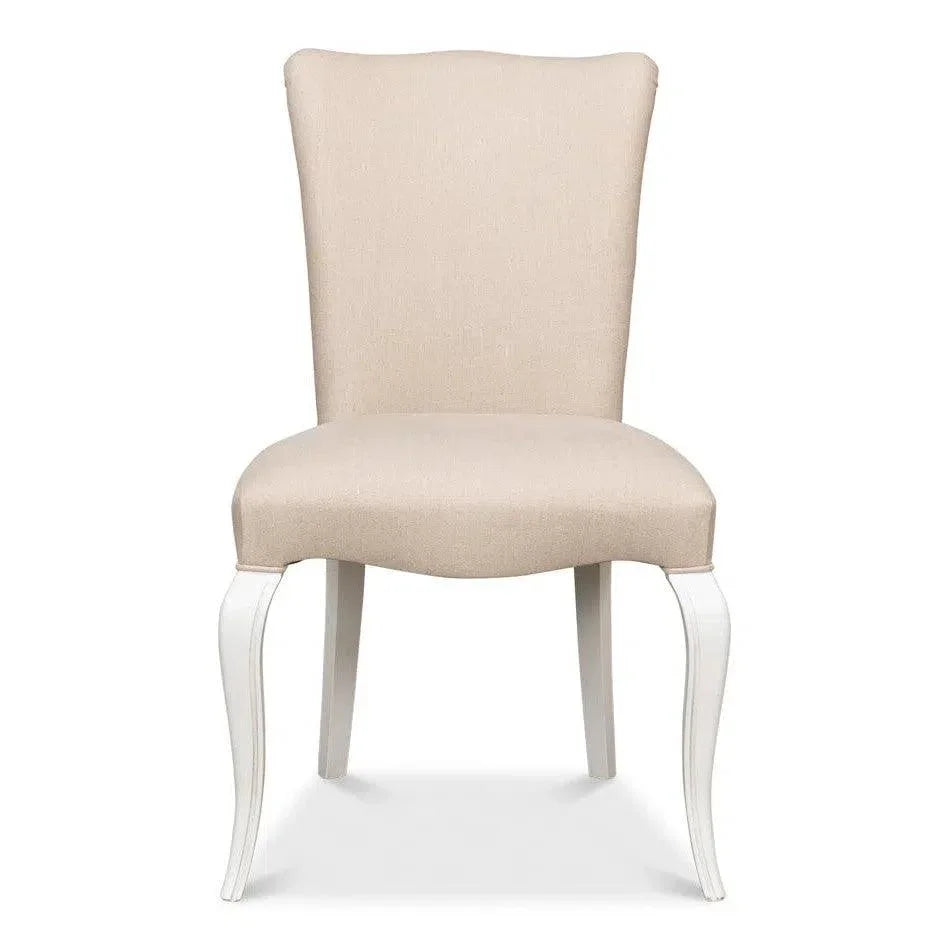 Side chair Cortina White With Linen Flax - LOOMLAN - Sarreid - Accent Chairs