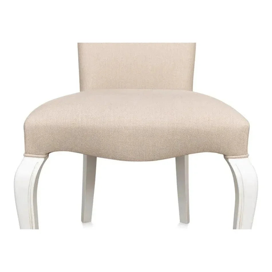 Side chair Cortina White With Linen Flax - LOOMLAN - Sarreid - Accent Chairs