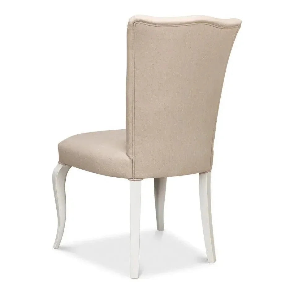 Side chair Cortina White With Linen Flax - LOOMLAN - Sarreid - Accent Chairs