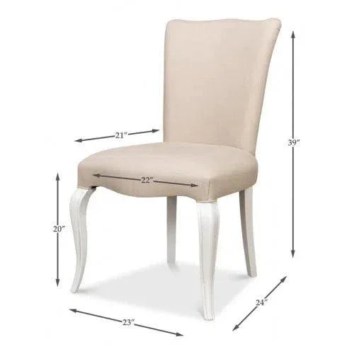 Side chair Cortina White With Linen Flax - LOOMLAN - Sarreid - Accent Chairs