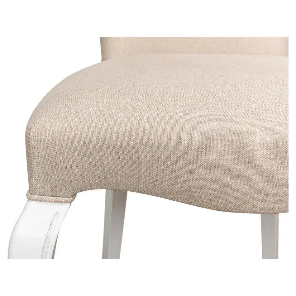 Side chair Cortina White With Linen Flax - LOOMLAN - Sarreid - Accent Chairs