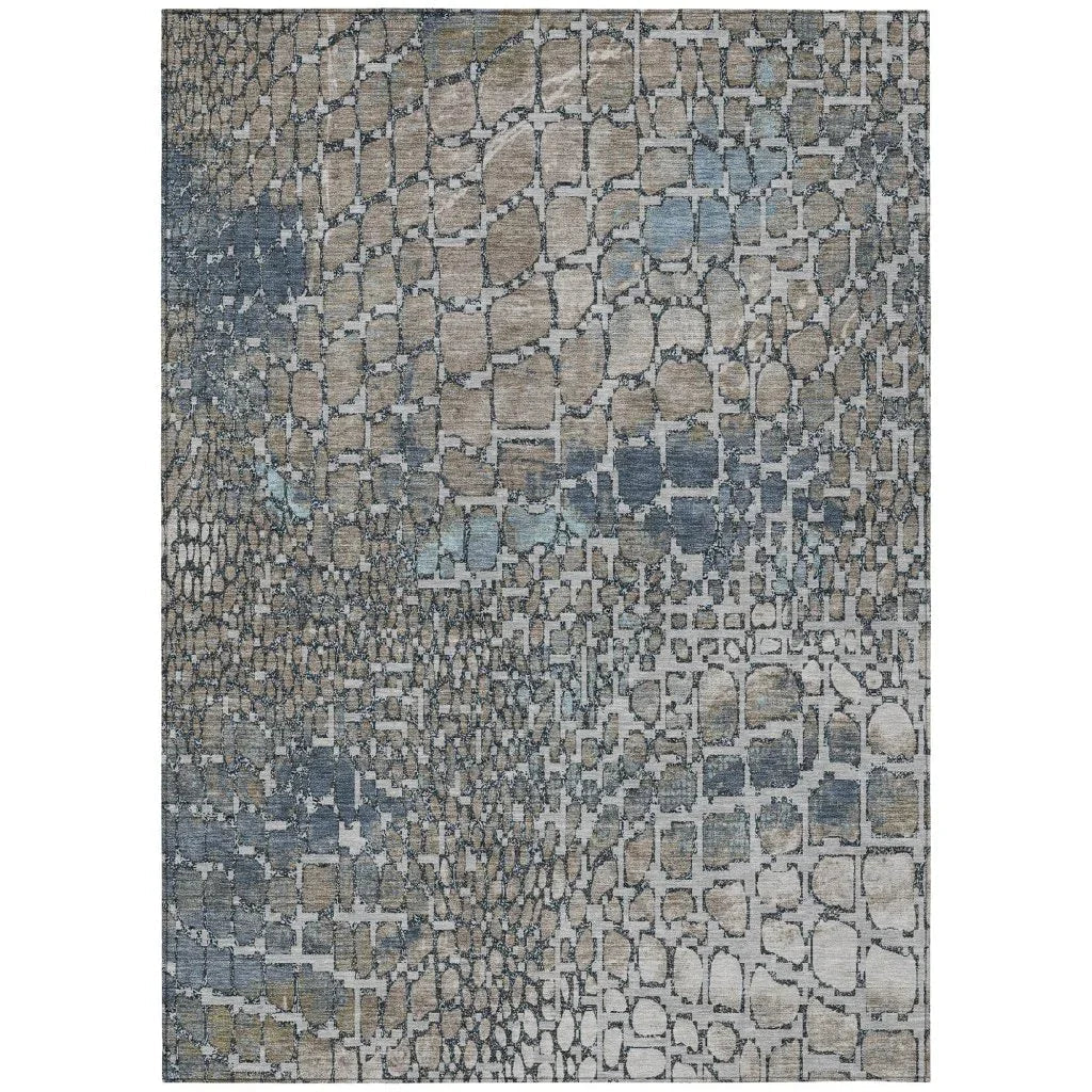 LOOMLAN Rugs Siena Silver Washable Indoor-Outdoor Rug