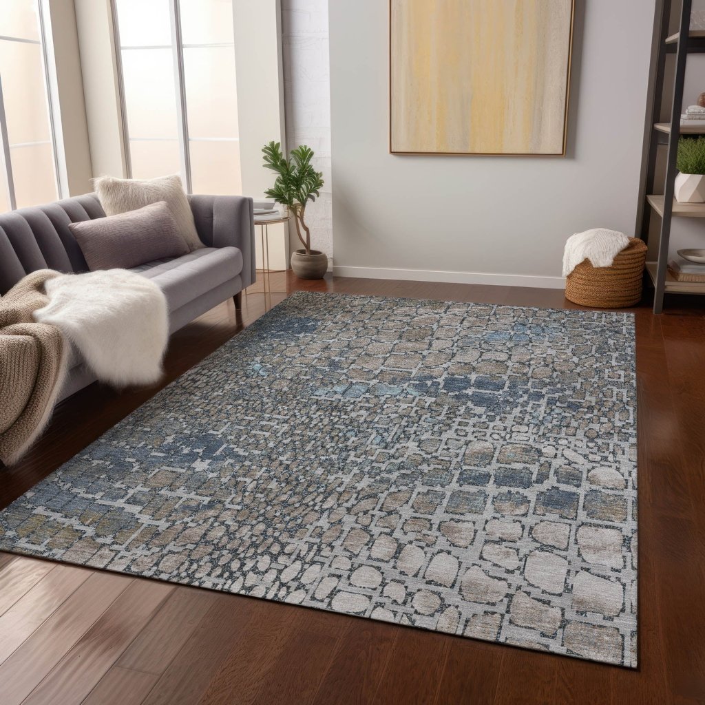 LOOMLAN Rugs Siena Silver Washable Indoor-Outdoor Rug