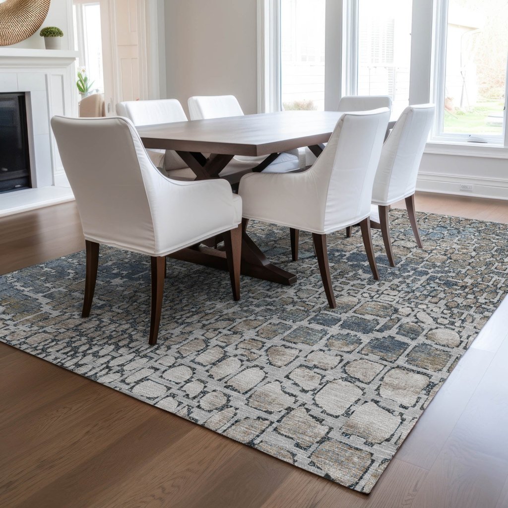 LOOMLAN Rugs Siena Silver Washable Indoor-Outdoor Rug