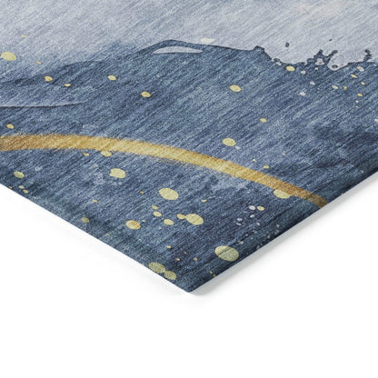 LOOMLAN Rugs Silavie Blue Washable Indoor-Outdoor Rug