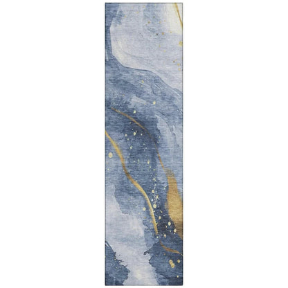 LOOMLAN Rugs Silavie Blue Washable Indoor-Outdoor Rug