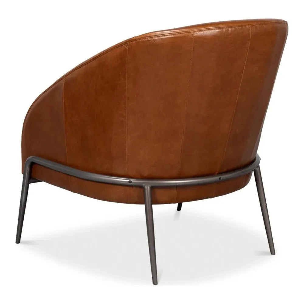Simmons Modern Havana Brown Leather Chair - LOOMLAN - Sarreid - Accent Chairs
