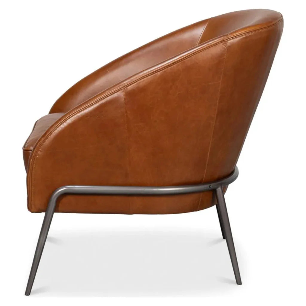 Simmons Modern Havana Brown Leather Chair - LOOMLAN - Sarreid - Accent Chairs