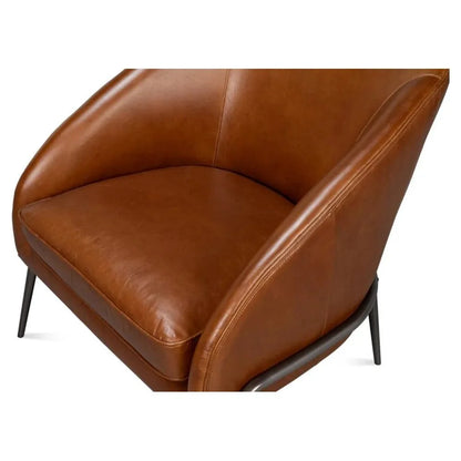 Simmons Modern Havana Brown Leather Chair - LOOMLAN - Sarreid - Accent Chairs