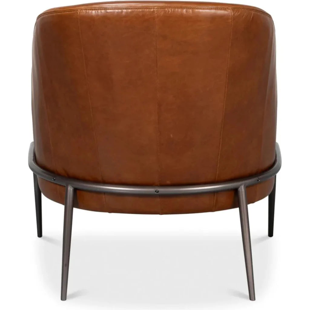 Simmons Modern Havana Brown Leather Chair - LOOMLAN - Sarreid - Accent Chairs