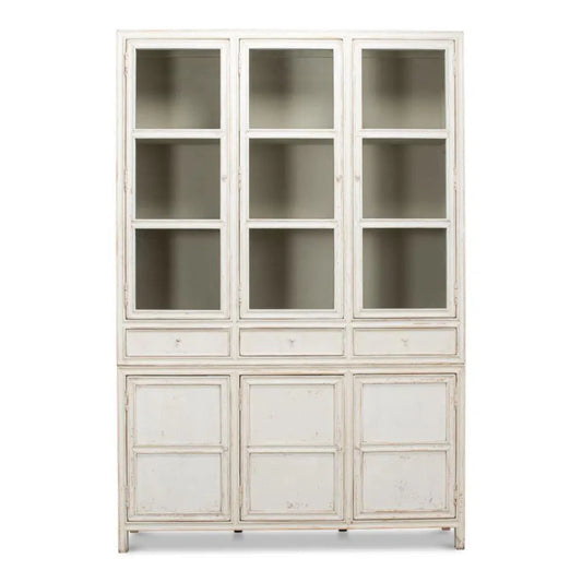 Sarreid Simplicity Bookcase Curio Glass Doors & Drawers