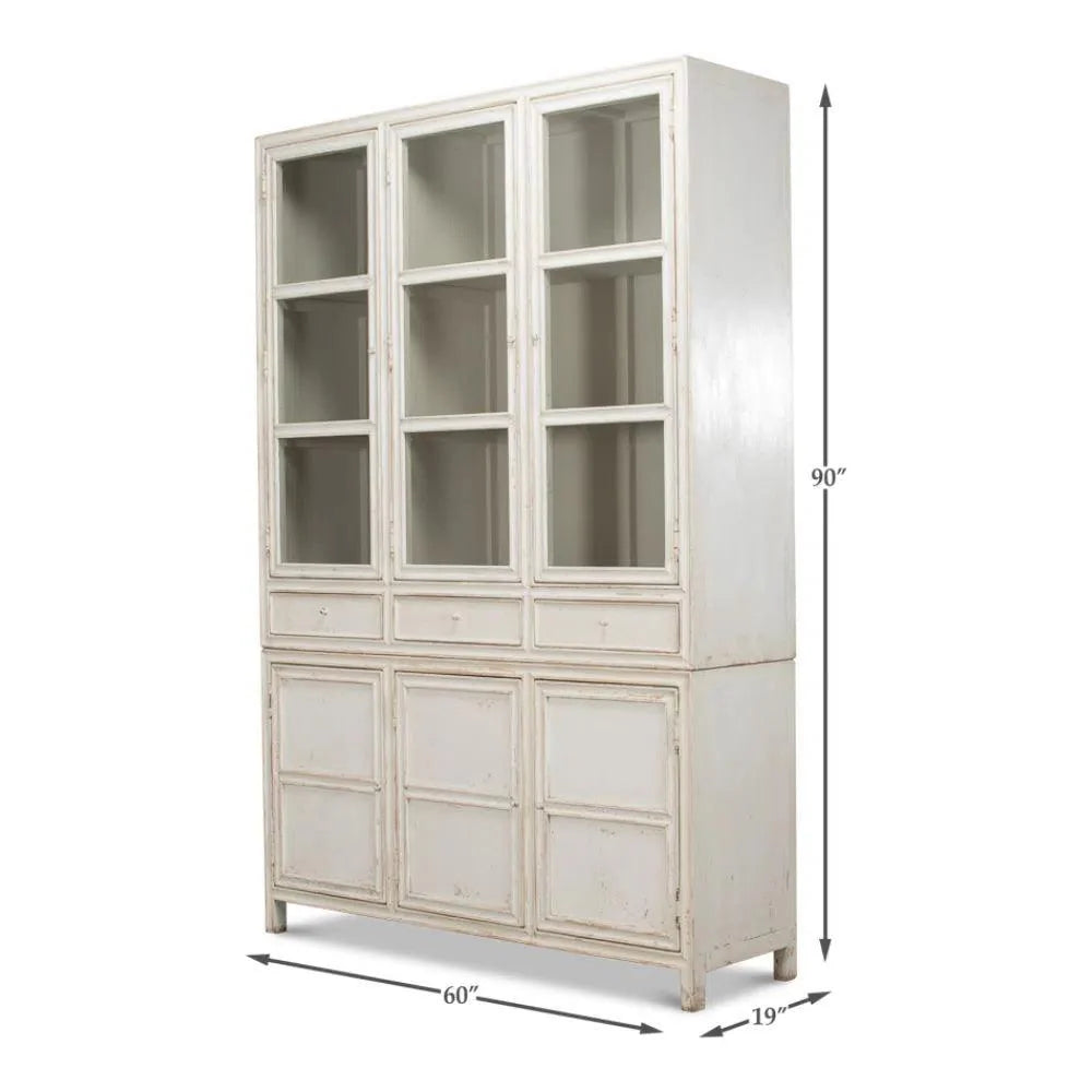 Simplicity Bookcase Curio Glass Doors & Drawers - LOOMLAN - Sarreid - Buffets & Curios