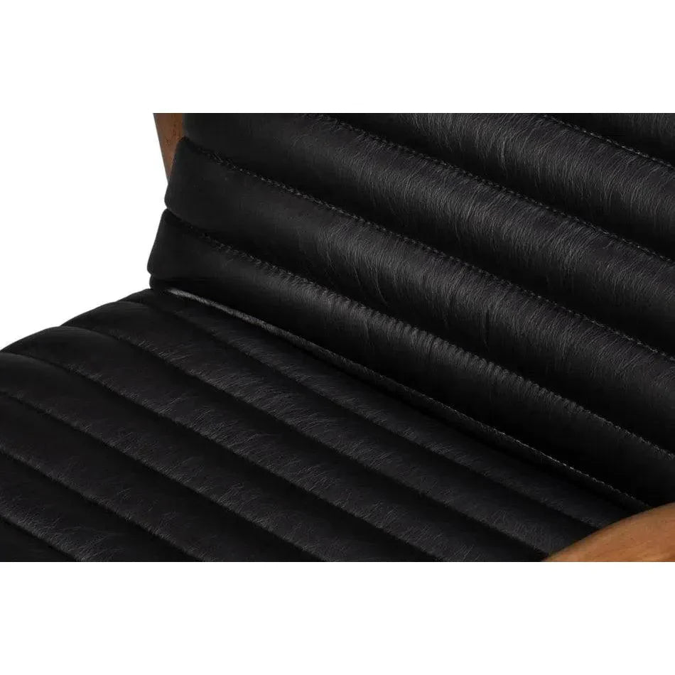 Sarreid Singletary Wood and Leather Black Armchair
