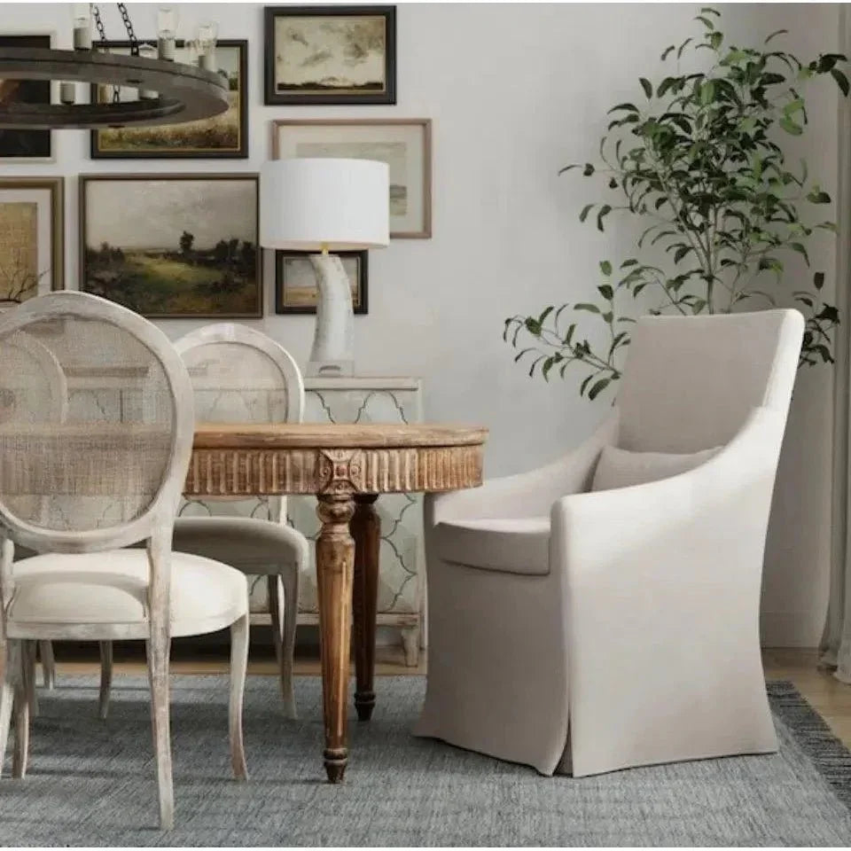 Skirted Dining Arm Chair - LOOMLAN - Sarreid - Dining Chairs