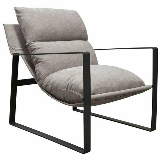 Sling Accent Chair in Grey Fabric Black Powder Coated Metal Frame - Sideboards and Things Accents_Black, Brand_Diamond Sofa, Color_Gray, Game Room, Legs Material_Metal, Materials_Metal, Materials_Upholstery, Metal Type_Iron, Product Type_Lounge Chair, Product Type_Occasional Chair, Product Type_Slipper Chair, Upholstery Type_Fabric Blend, Upholstery Type_Leather