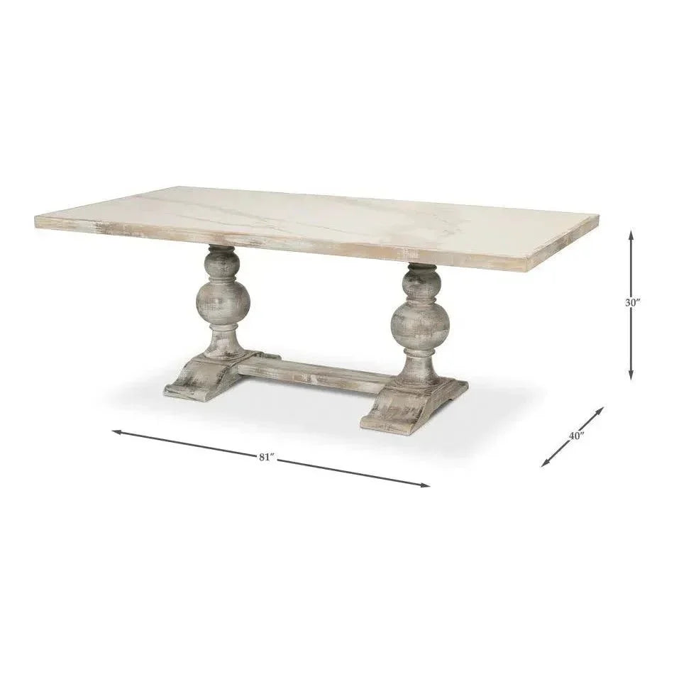 Sarreid Trestle Porcelain Rectangular Dining Table