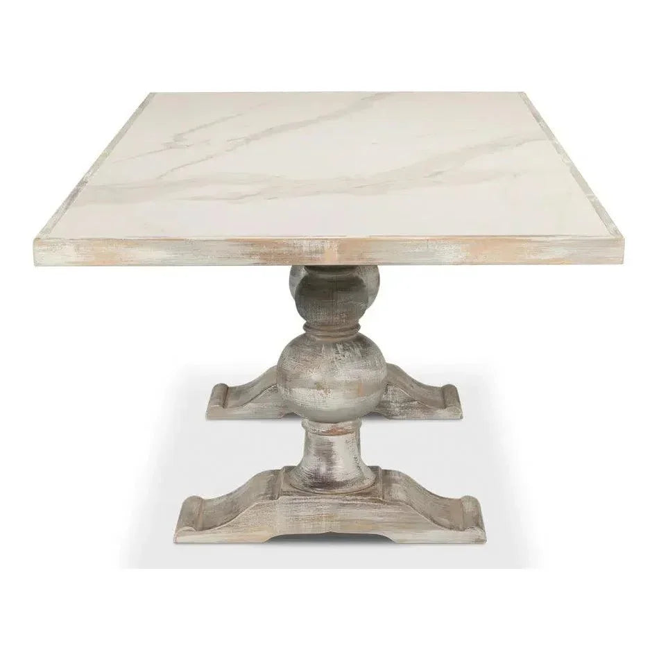 Sarreid Trestle Porcelain Rectangular Dining Table