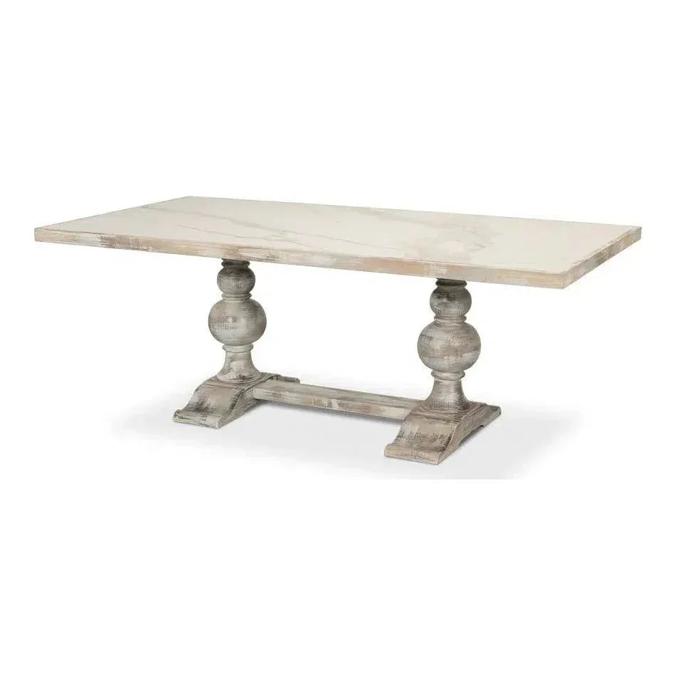 Sarreid Trestle Porcelain Rectangular Dining Table
