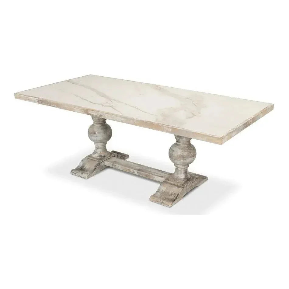 Sarreid Trestle Porcelain Rectangular Dining Table