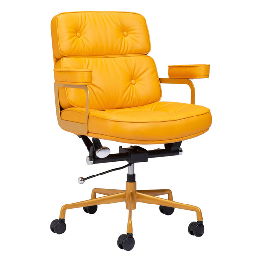 Smiths Office Chair Yellow - Sideboards and Things Brand_Zuo Modern, Color_Yellow, Depth_20-30, Features_Adjustable Height, Finish_Powder Coated, Height_30-40, Materials_Metal, Materials_Upholstery, Metal Type_Steel, Upholstery Type_Leather, Upholstery Type_Vegan Leather, Width_20-30