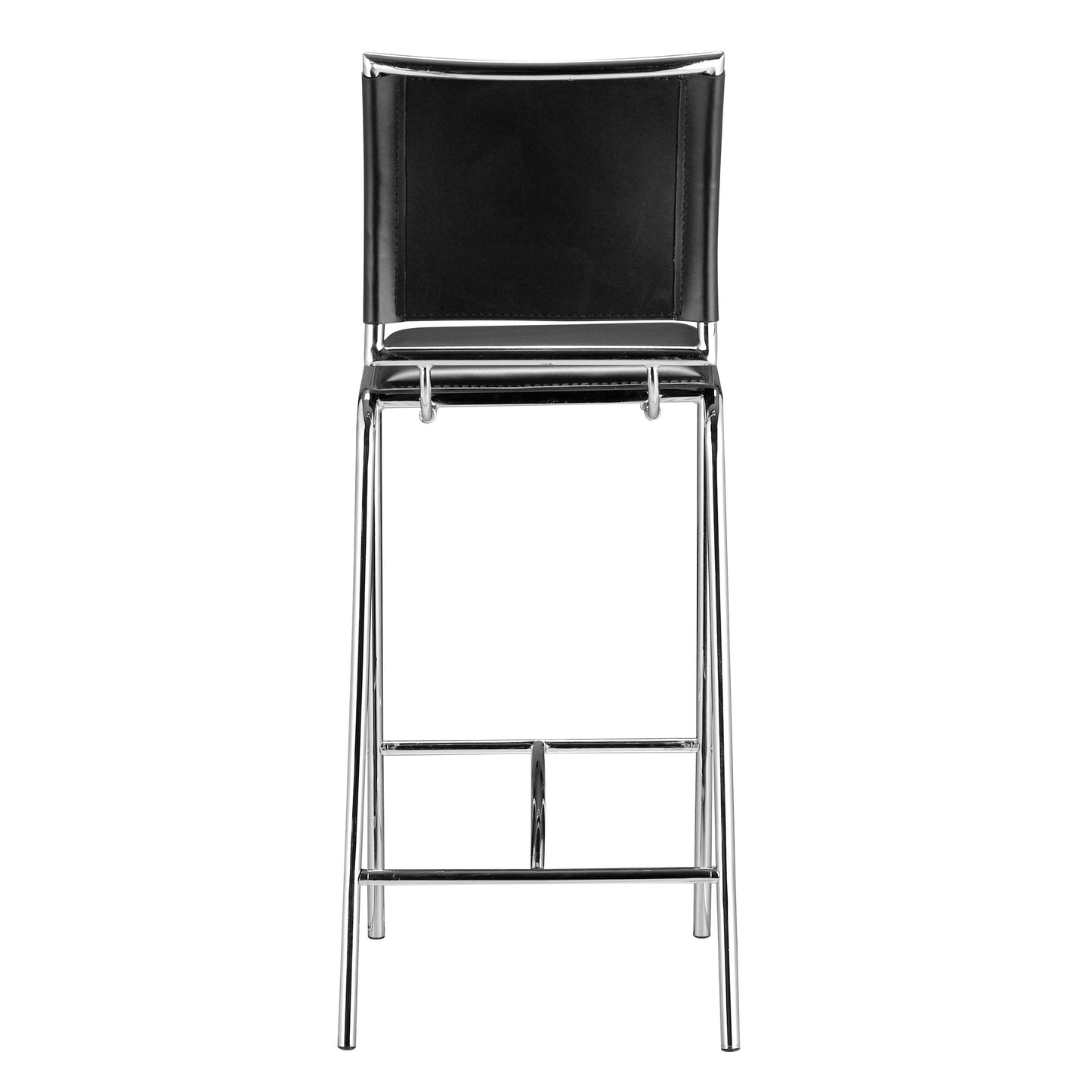 Soar Bar Chair (Set of 2) Black - Sideboards and Things Back Type_With Back, Color_Black, Color_Silver, Depth_20-30, Finish_Brushed, Height_30-40, Materials_Metal, Materials_Upholstery, Metal Type_Steel, Number of Pieces_2PC Set, Product Type_Bar Height, Upholstery Type_Leather, Upholstery Type_Vegan Leather, Width_10-20