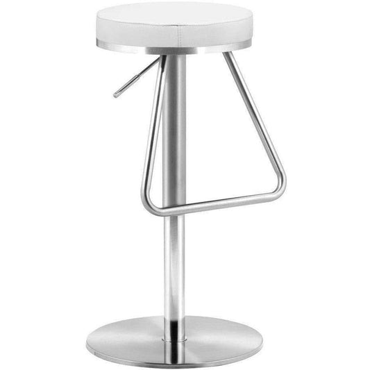 Soda Barstool White - Sideboards and Things Back Type_With Back, Color_Silver, Color_White, Depth_10-20, Features_Adjustable Height, Features_Swivel, Finish_Brushed, Height_10-20, Materials_Metal, Materials_Upholstery, Metal Type_Steel, Product Type_Bar Height, Upholstery Type_Leather, Upholstery Type_Vegan Leather, Width_10-20