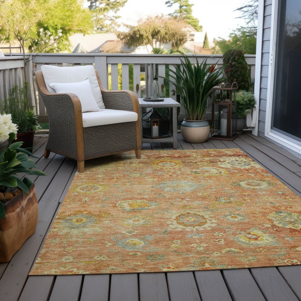 LOOMLAN Rugs Sofia Orange Washable Indoor-Outdoor Rug