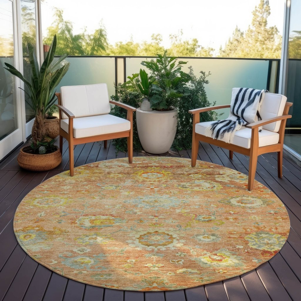 LOOMLAN Rugs Sofia Orange Washable Indoor-Outdoor Rug