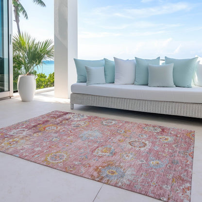 LOOMLAN Rugs Sofia Pink Washable Indoor-Outdoor Rug