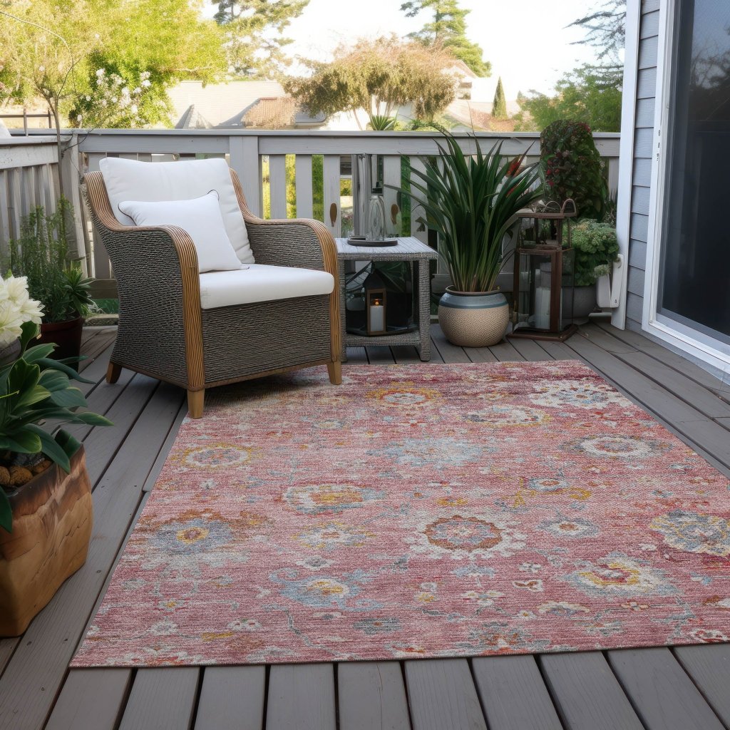 LOOMLAN Rugs Sofia Pink Washable Indoor-Outdoor Rug