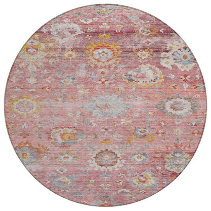 LOOMLAN Rugs Sofia Pink Washable Indoor-Outdoor Rug