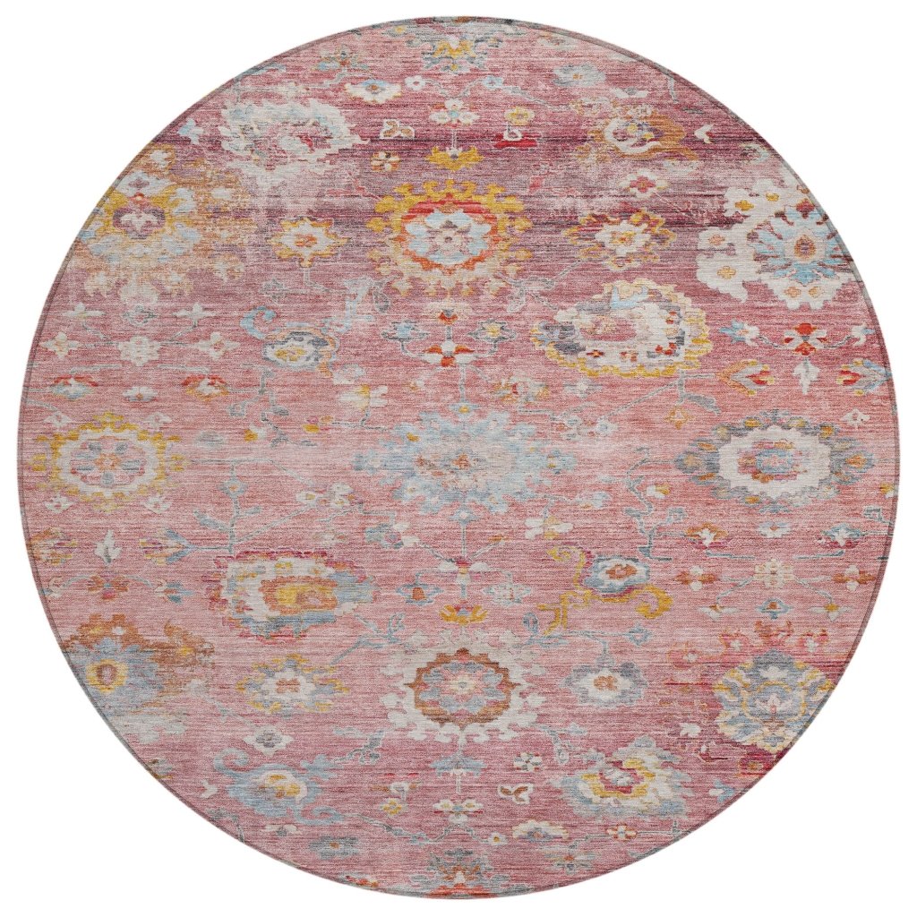 LOOMLAN Rugs Sofia Pink Washable Indoor-Outdoor Rug