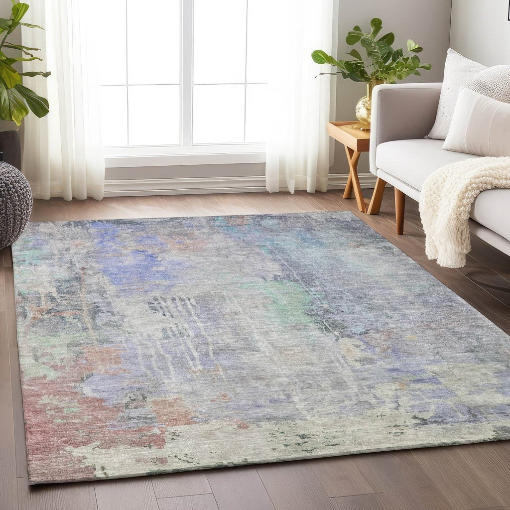 LOOMLAN Rugs Sofina Purple Washable Indoor-Outdoor Rug