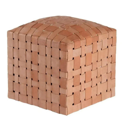 Soho Handcrafted Woven Leather Ottoman - LOOMLAN - Peninsula Home - Ottomans