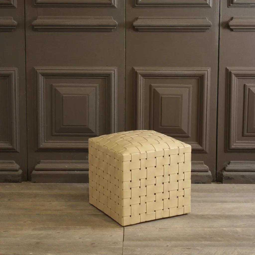 Soho Handcrafted Woven Leather Ottoman - LOOMLAN - Peninsula Home - Ottomans