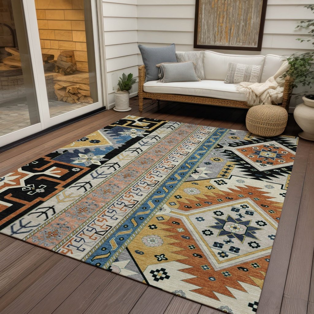 LOOMLAN Rugs Solara Black Washable Indoor-Outdoor Rug