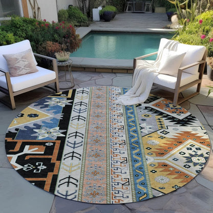 LOOMLAN Rugs Solara Black Washable Indoor-Outdoor Rug