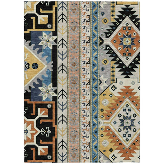 LOOMLAN Rugs Solara Black Washable Indoor-Outdoor Rug