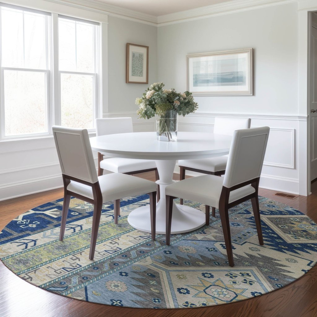 LOOMLAN Rugs Solara Blue Washable Indoor-Outdoor Rug