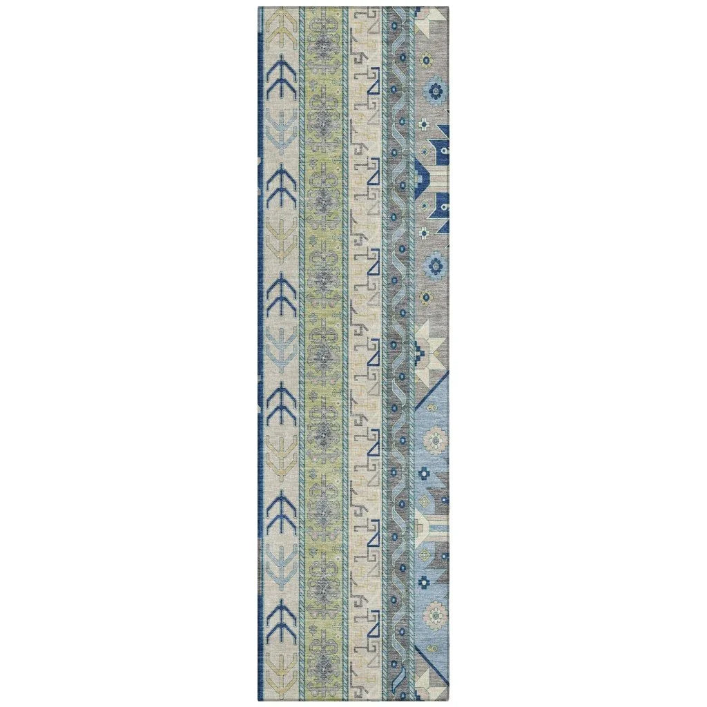 LOOMLAN Rugs Solara Blue Washable Indoor-Outdoor Rug